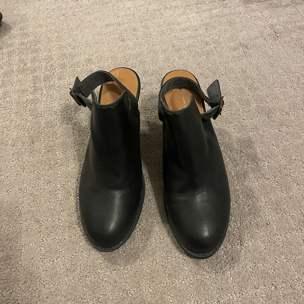 BC black vegan leather mule booties